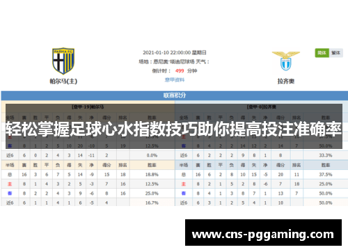 轻松掌握足球心水指数技巧助你提高投注准确率